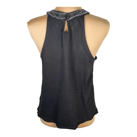 FREE PEOPLE • Black High Neck Beaded Tank Top Small - Picture 4 of 9